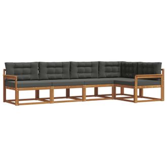 vidaXL Conjunto De Sof&aacute;s De Exterior 5 Pcs Natural Y Antracita Vidaxl