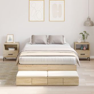 Berkfield Home Storage Bed Frame Sonoma oak Engineered wood 120 x 190 cm in Brown