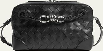 Bottega Veneta Mens Andiamo Intrecciato Leather Messenger Bag