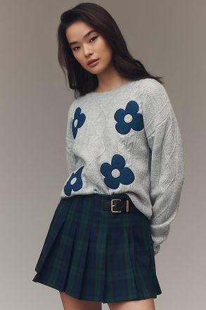Maeve The Gracey Cable Floral Pullover Sweater by Maeve