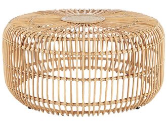 Beliani Mesa de centro rat&aacute;n marr&oacute;n claro