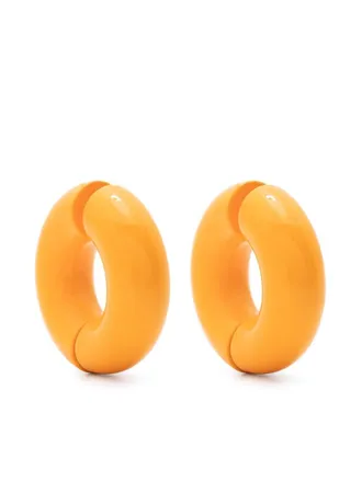 UNCOMMON MATTERS Large Strato hoop earrings - women - Wood/Enamel/Recycled 18kt Gold Vermeil - One Size - Yellow