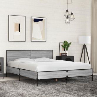 vidaXL Vidaxl - Giroletto Grigio Sonoma 150x200 Cm In Legno Multistrato Metallo