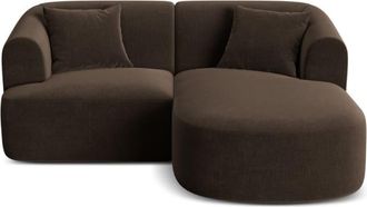 Cosmopolitan Design Sof&aacute; esquinero derecho modular 3 plazas de terciopelo chocolate