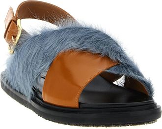 Marni Womens Multicolor Lamb Leather Flat Sandals