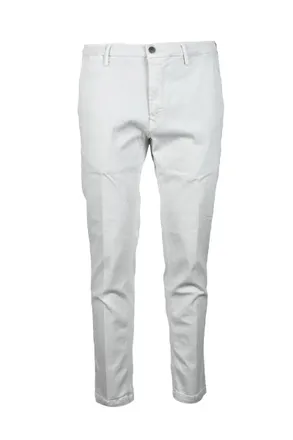 Replay Slim Fit Ankle-Length White Pants With Minimalist Design