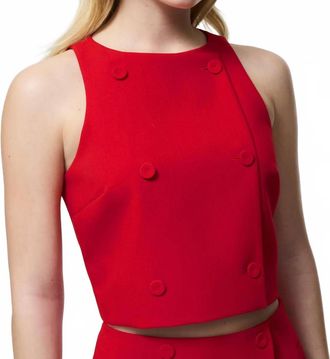 French Connection Azra Twill Double Breasted Top In Mars Red