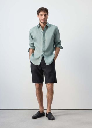 Mango Camicia regular fit 100% lino smeraldo - Uomo - XXL - MANGO MAN