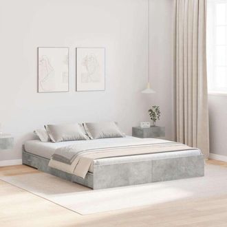 vidaXL Vidaxl - Cama Con Almacenamiento Con Cabecera Gris Hormig&oacute;n 160 X 200 Cm
