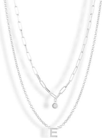 Meshmerise Diamond Initial Charm Necklace in White-E at Nordstrom Rack