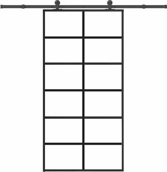 vidaXL Vidaxl - Puerta Corredera Con Herrajes 102x205 Cm Esg Vidrio Y Aluminio