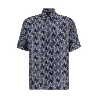 Fendi Overhemden, Heren, Veelkleurig, M, Silk Fendinity Printed Shirt