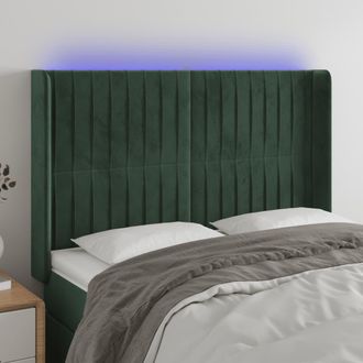 vidaXL Cabecero Con Led De Terciopelo Verde Oscuro 147x16x118/128 Cm Vidaxl