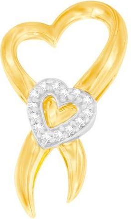 House of Brilliance 10K Two-Tone Gold 1/10 cttw Diamond Heart Pendant Necklace in Yellow at Nordstrom