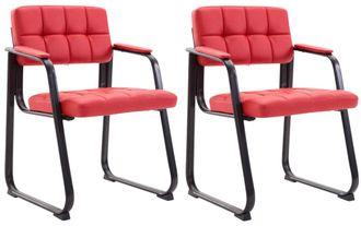 Clp Set de 2 sillas con patas de metal y asiento en Simil cuero Rojo
