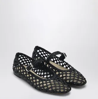 Le Monde Beryl Woven Mary Jane Ballerina Black
