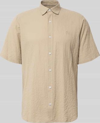 Lerros Relaxed Fit Freizeithemd mit Logo-Stitching und Kentkragen in Camel, Gr&ouml;&szlig;e XXXL