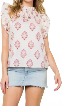 THML Clothing Flutter Flower Top In Cream