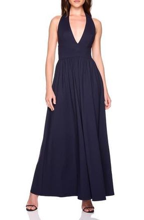 Susana Monaco Halter Neck Maxi Dress in Midnight at Nordstrom Rack, Size X-Small