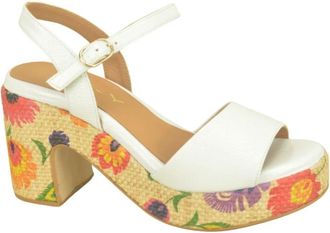 Jhay Wit Kant Bloem Haarklem - Dames - Sandalen met hakken - Wit - 39 EU - Schoenen
