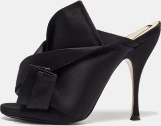 N&deg;21 N21 Black Satin Raso Knot Open Toe Mules