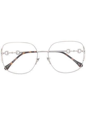 Gucci tortoiseshell-effect oversize-frame glasses - unisex - Acetate/Metal (Other) - 58 - Silver