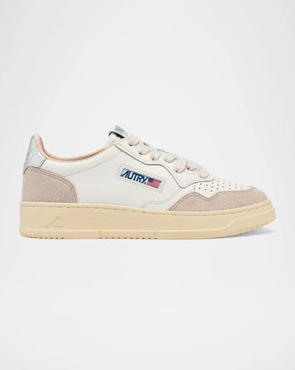 Autry Medalist Mixed Leather Low-Top Sneakers