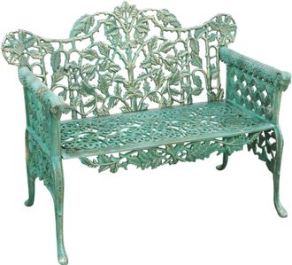 Biscottini International Biscottini - Banco De Jard&iacute;n De Hierro Fundido 110x56x86 Sof&aacute; De Exterior Banco Liberty Con Reposabrazos Silla De 2 Plazas Banco De Hierro
