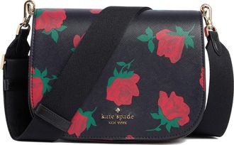 Kate Spade New York madison rose toss print saddle bag in Black Multi at Nordstrom Rack