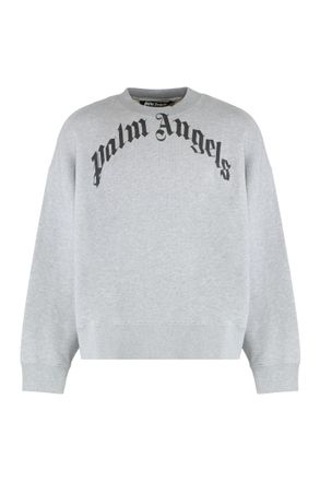 Palm Angels Grey Graphic Crew Neck Sweatshirt