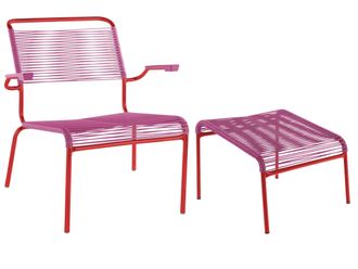 Schubiger M&ouml;bel Spaghetti-Lounger + Hocker S&auml;ntis mit Armlehnen