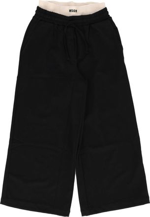 Msgm Wool Gabardine Hose M&auml;dchen Nero/Schwarz