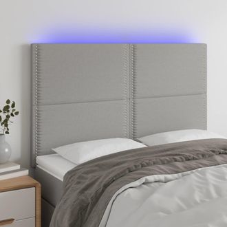 vidaXL Cabecero Con Luces Led Tela Gris Claro 144x5x118/128 Cm Vidaxl