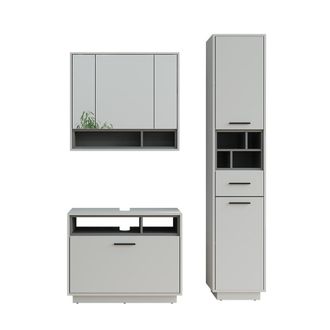 Vicco Conjunto De Mueble De Ba&ntilde;o Beatrice, Gris/antracita, 3 Partes Con Unidad Alta