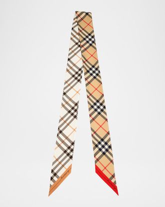 Burberry Skinny Contrast Check Silk Scarf