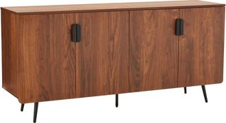 Oviala Aparador moderno de 4 puertas, 160 cm, madera oscura