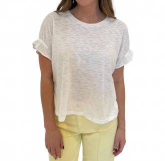 Goldie London Signature Slub Puff & Ruffle Sleeve Tee In White