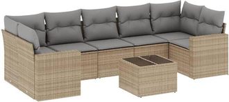 vidaXL Vidaxl - Juego De Sof&aacute;s De Jard&iacute;n Con Cojines Beige 8 Pzas Rat&aacute;n Pe