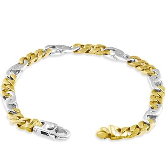 Pompeii3 Mens Figaro link 14k Gold (19gram) or Platinum (31gram) 6mm Bracelet 8