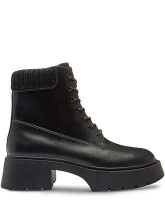 Coach 57mm Leah knitted-collar lace-up boots - Black