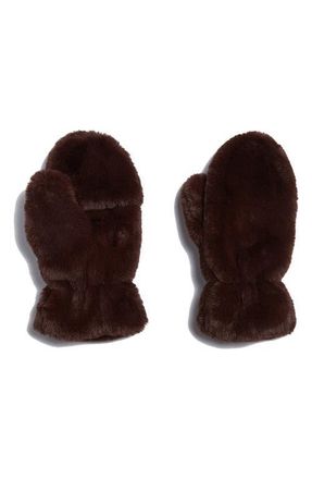 Apparis Coco Faux Fur Mittens in Espresso at Nordstrom