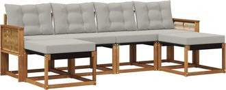 vidaXL Conjunto De Sof&aacute;s De Exterior 6 Uds. Natural Y Gris Claro Vidaxl