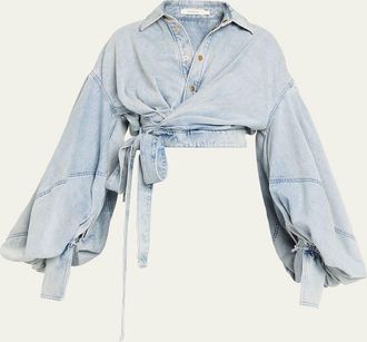 Zimmermann Denim Wrap Top