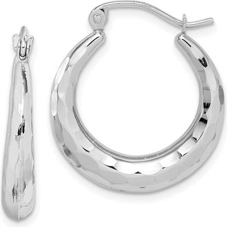 Diamond2Deal 10k Gold Polished & Diamond Cut Fancy Hoop Earrings