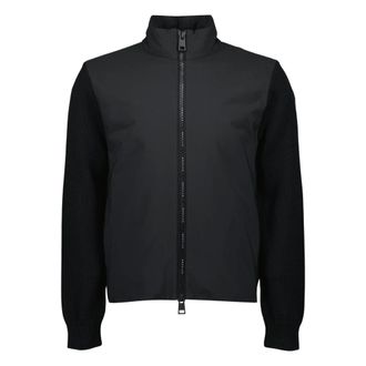 Moncler Mixed-Media Zip Cardigan - male - Moncler - Light Jackets - Black - S - Jackets