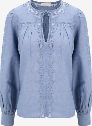 Ulla Johnson Lang&auml;rmlige Chambray-Bluse Kady