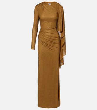 Self Portrait Draped embellished mesh gown