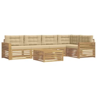 vidaXL Set Di Divani Da Esterno 6 Pz Bianco E Beige Poliestere Vidaxl