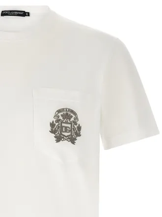Dolce & Gabbana Logo-Embroidered Cotton T-Shirt - White