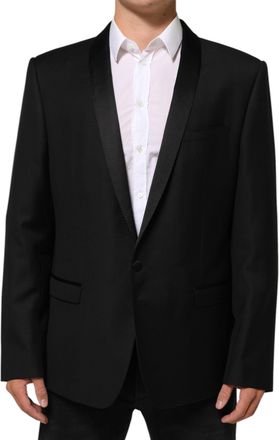Dolce & Gabbana Black Wool Gold 1 Button Men Suit Blazer Pl+se+wv